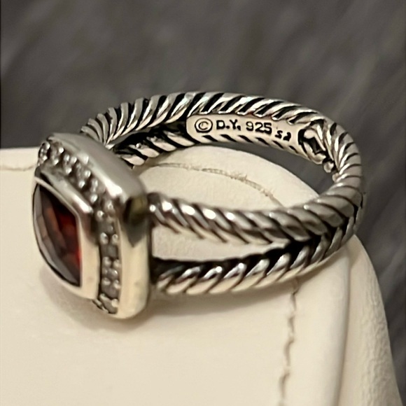 COPY - David Yurman Petite Albion ® Ring Sterling Silver w/ Garnet + Diamonds - Picture 8 of 14